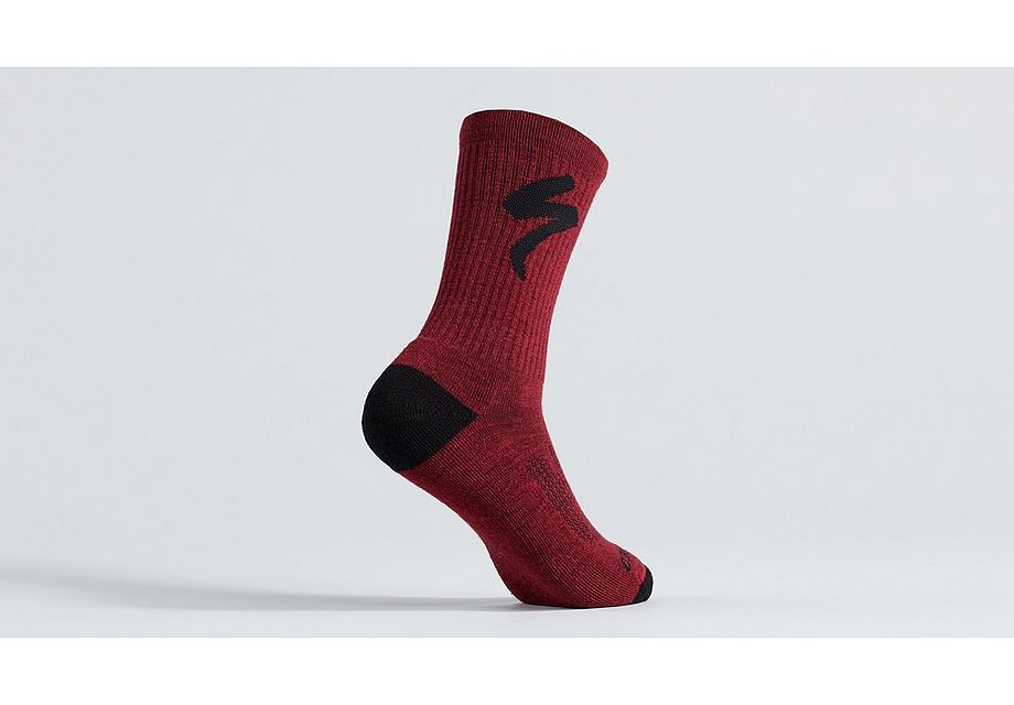 Specialized merino midweight tall logo sock maroon s