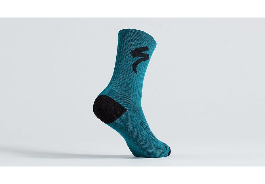 Specialized merino midweight tall logo sock tropical teal xl