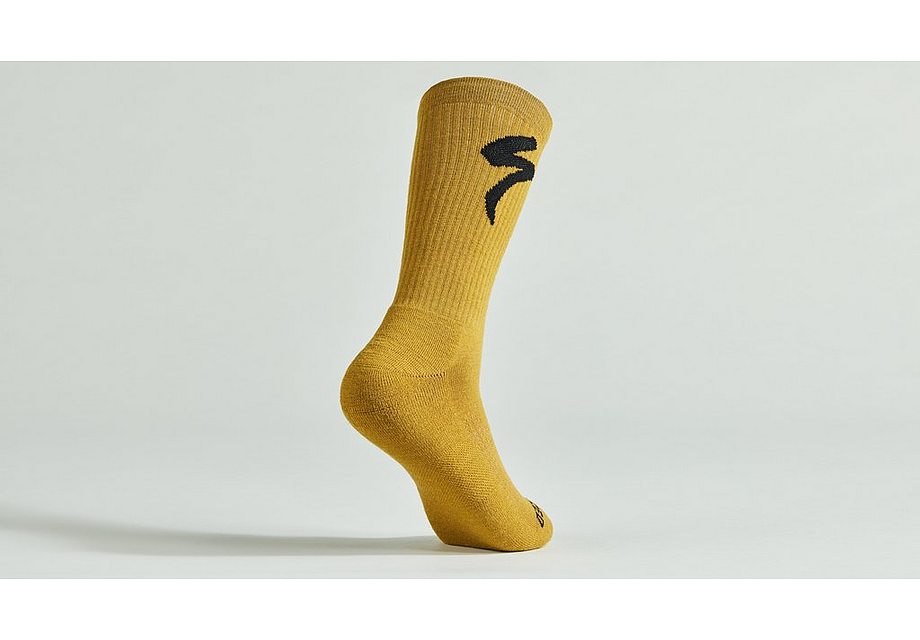 Specialized merino midweight tall logo sock harvest gold xl