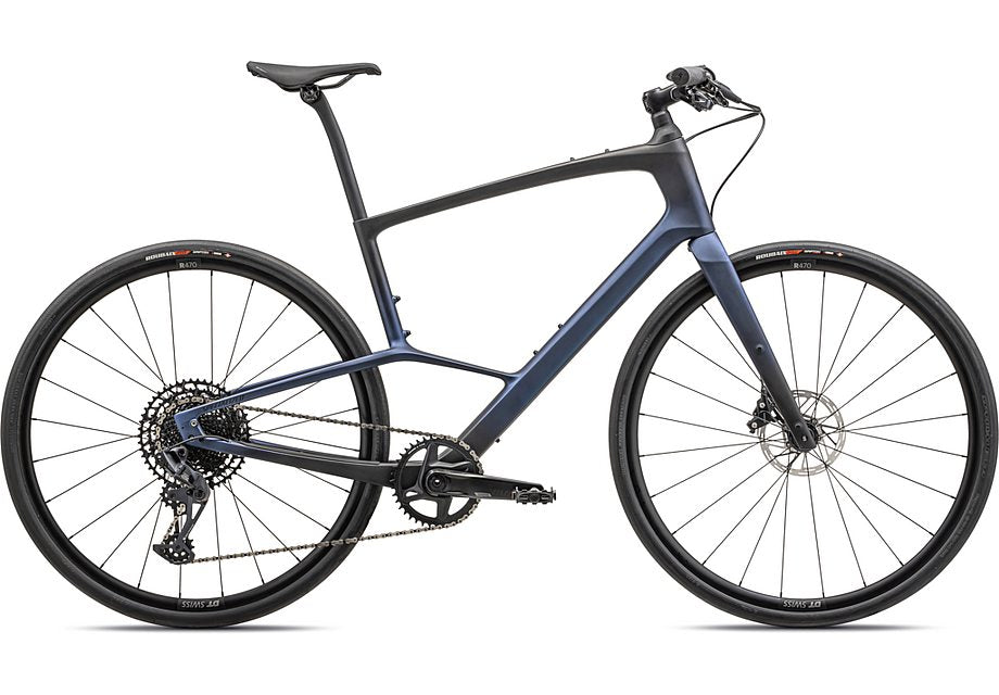 2023 Specialized sirrus 6.0 bike satin carbon / 50% blue ghost pearl fade / black xxl