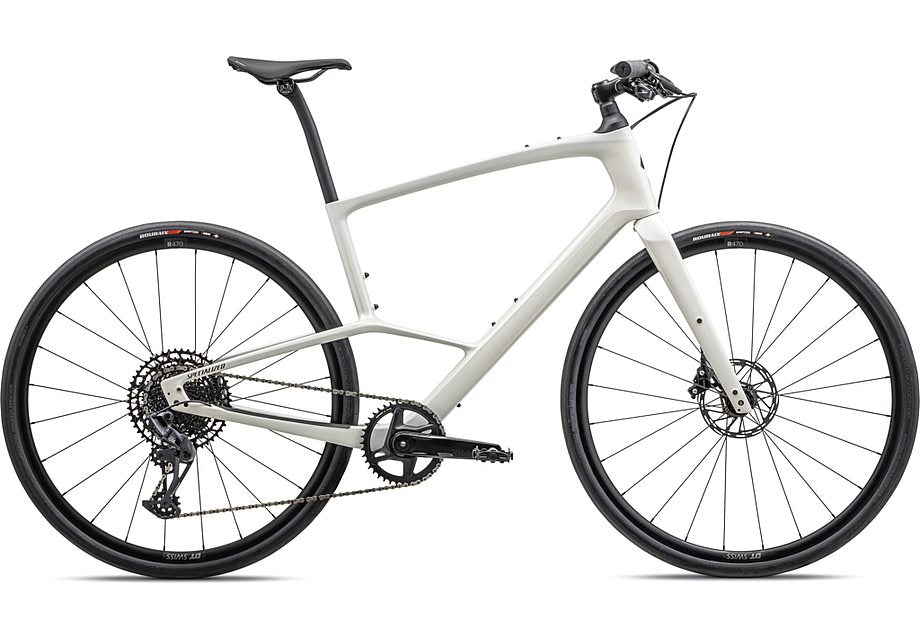 2023 Specialized sirrus 6.0 bike gloss dune white / 100% pearl fade / metallic obsidian /satin obsidian reflective xs