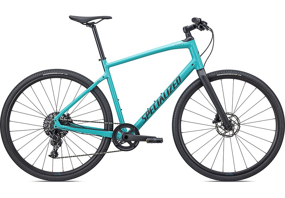 2022 Specialized sirrus x 4.0 bike gloss lagoon blue / tropical teal / satin black reflective xs