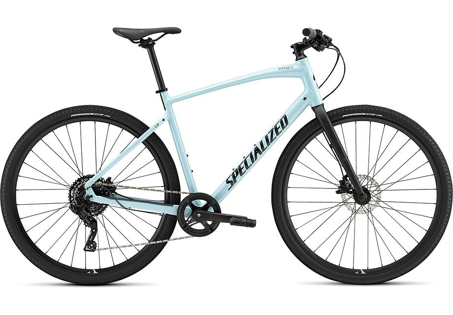 2022 Specialized sirrus x 2.0 bike gloss arctic blue / black / satin black reflective xxs