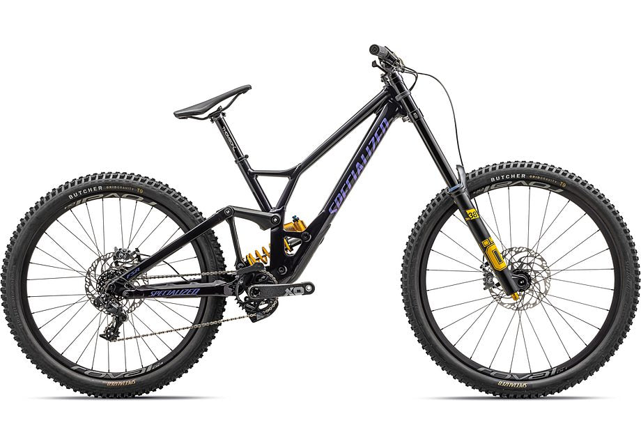 2023 Specialized demo race bike gloss midnight shadow / midnight shadow metallic fade / violet ghost pearl s2