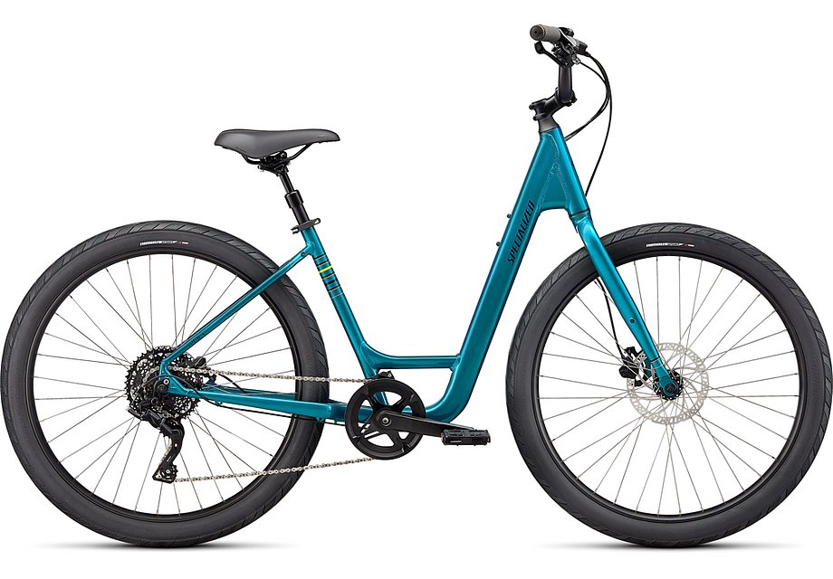 2023 Specialized roll 3.0 low entry bike gloss teal tint / hyper green / satin black reflective s