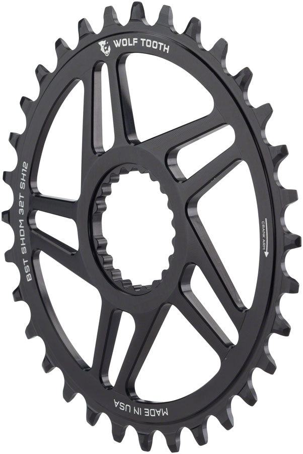 Wolf Tooth Direct Mount Chainring - 28t Shimano DM For Boost Cranks 3mm Offset Requires 12-Speed Hyperglide+ Chain BLK