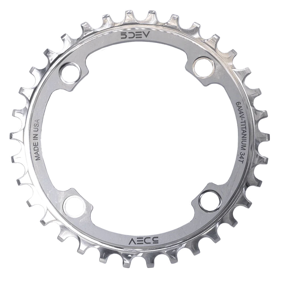 5Dev 104 BCD Titanium Chainrings 32T Raw/Silver