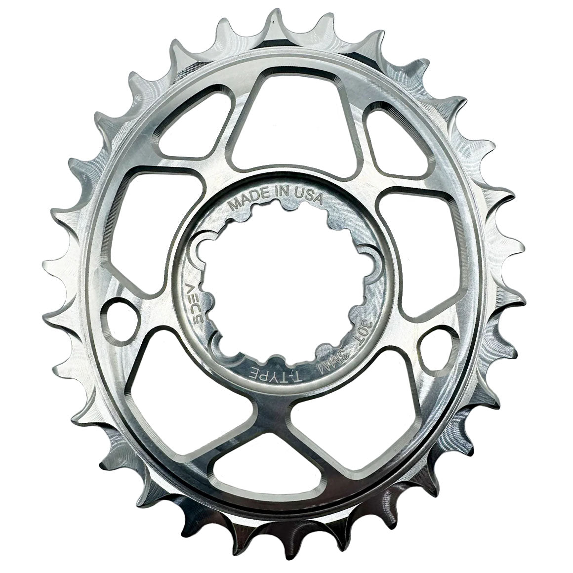 5Dev T-Type Oval 3-Bolt Chainring 3mm Offset 32T Silver