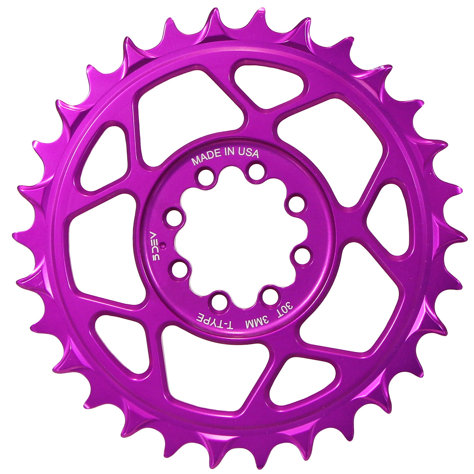 5Dev T-Type 8-Bolt Chainring 3mm Offset 30T Purple