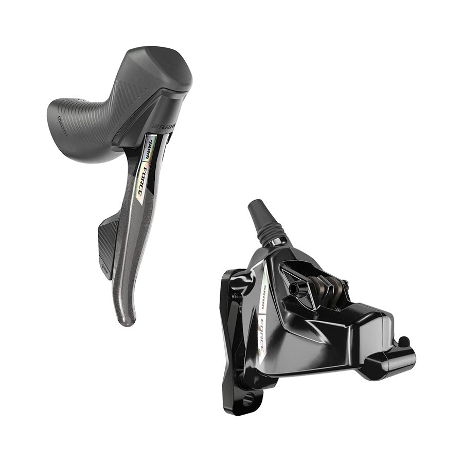 SRAM Force AXS HRD eTap Shift/Brake Lever Hydraulic Disc Brake Caliper - Right/Rear Flat Mount 20mm Offset Iridescent Gray/Blk D2