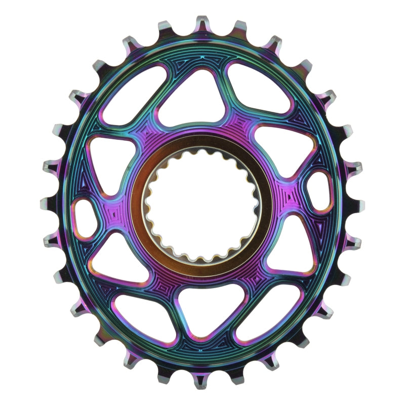 Absolute Black Shimano Direct Mount Oval Chainring 28T - PVD Rainbow