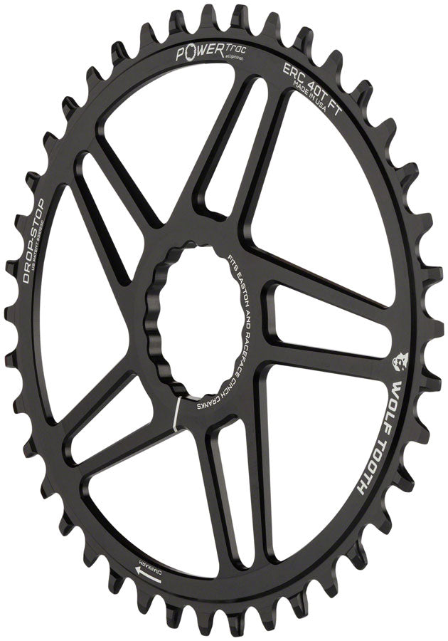 Wolf Tooth Elliptical Direct Mount Chainring - 40t RaceFace/Easton CINCH Direct Mount 3mm Offset Drop-Stop Flattop Compatible BLK