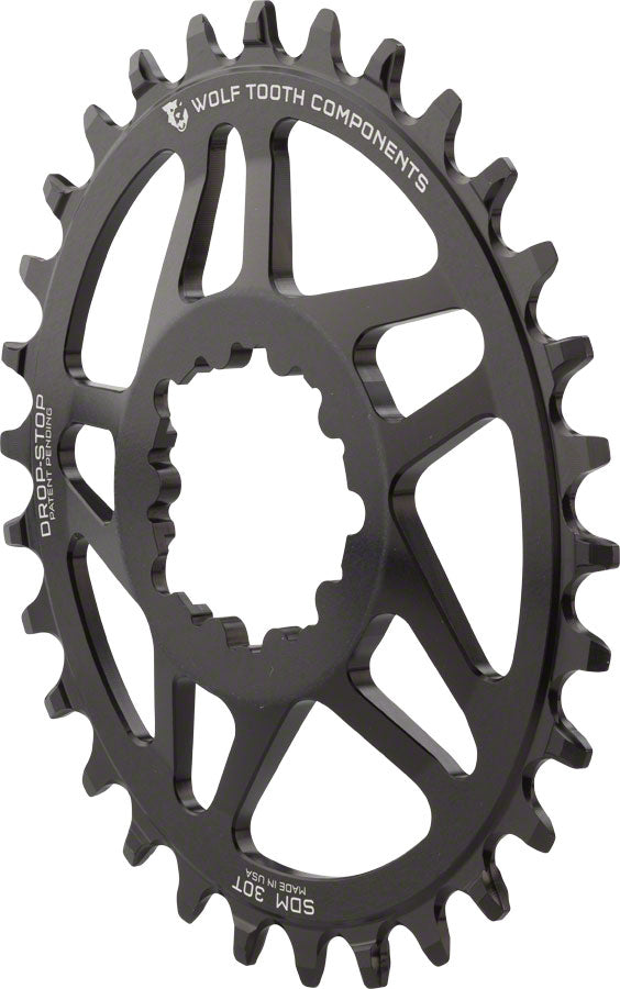 Wolf Tooth Elliptical Direct Mount Chainring - 30t SRAM Direct Mount Drop-Stop A For SRAM BB30 Short Spindle Cranks 0mm Offset BLK