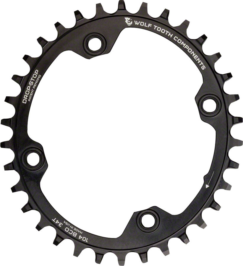 Wolf Tooth Elliptical 104 BCD Chainring - 36t 104 BCD 4-Bolt Drop-Stop A BLK