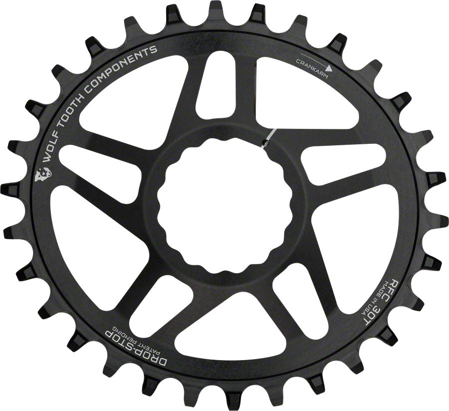 Wolf Tooth Elliptical Direct Mount Chainring - 34t RaceFace/Easton CINCH Direct Mount Drop-Stop A For Boost Cranks 3mm Offset BLK