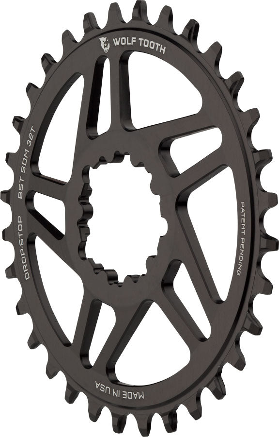 Wolf Tooth Direct Mount Chainring - 34t SRAM Direct Mount Drop-Stop A For SRAM 3-Bolt Boost Cranks 3mm Offset BLK