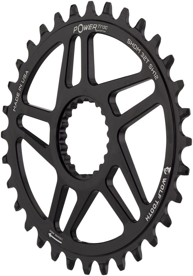 Wolf Tooth Elliptical Direct Mount Chainring - 34t Shimano Direct Mount Boost 3mm Offset Requires 12-Speed Hyperglide+ Chain BLK