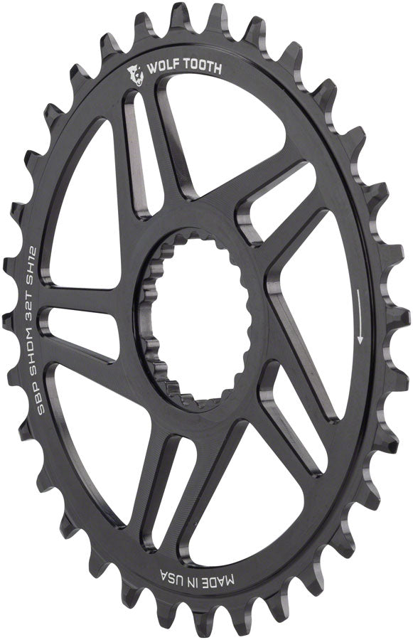 Wolf Tooth Direct Mount Chainring - 32t Shimano Direct Mount For Super Boost+ Cranks Requires 12-Speed Hyperglide+ Chain BLK