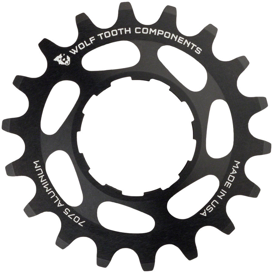 Wolf Tooth Single Speed Aluminum Cog - 18t Compatible 3/32" Chains BLK