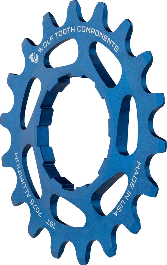 Wolf Tooth Single Speed Aluminum Cog - 18t Compatible with 3/32" Chains Blue