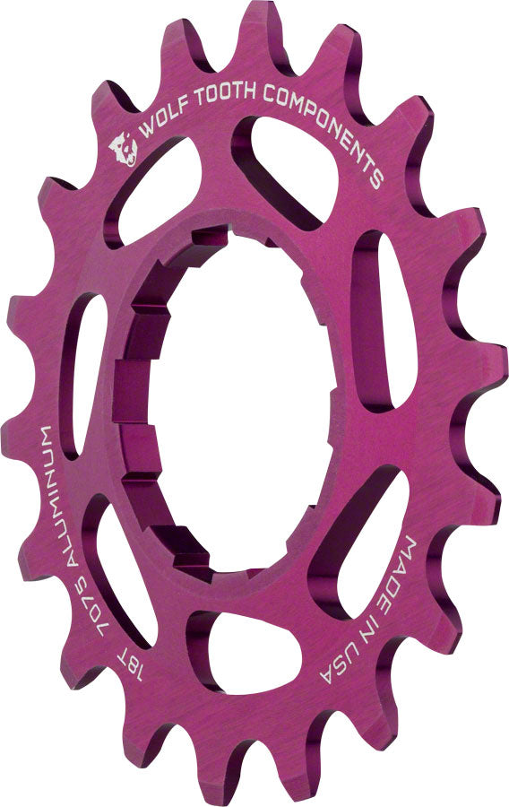 Wolf Tooth Single Speed Aluminum Cog - 18t Compatible 3/32" Chains Purple