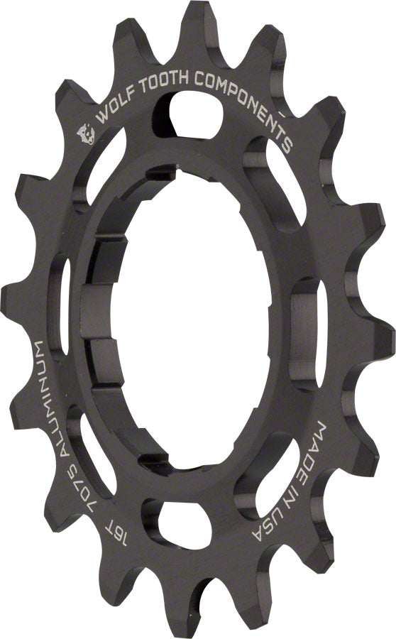 Wolf Tooth Single Speed Aluminum Cog - 16t Compatible 3/32" Chains BLK