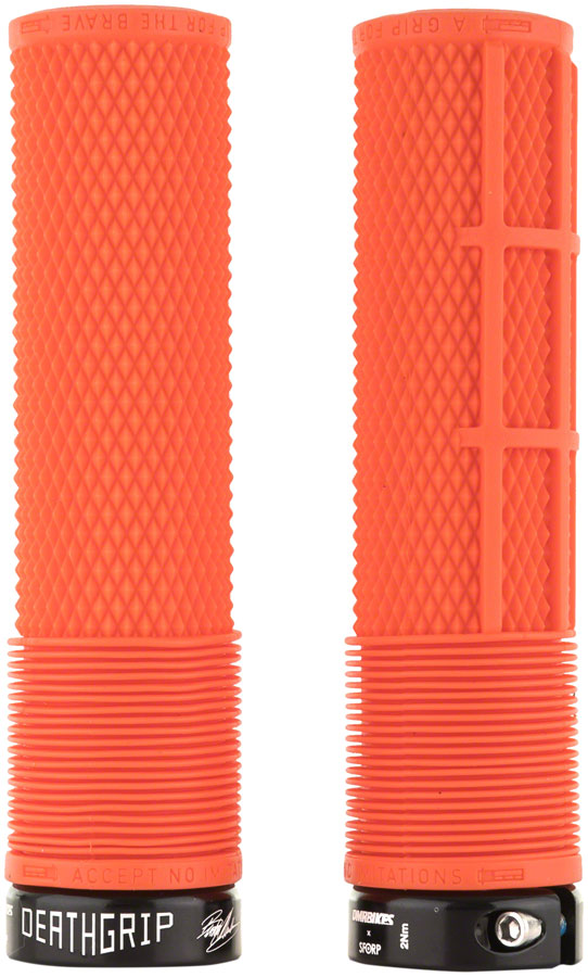 DMR DeathGrip Flangeless Grips - Thick Lock-On Orange