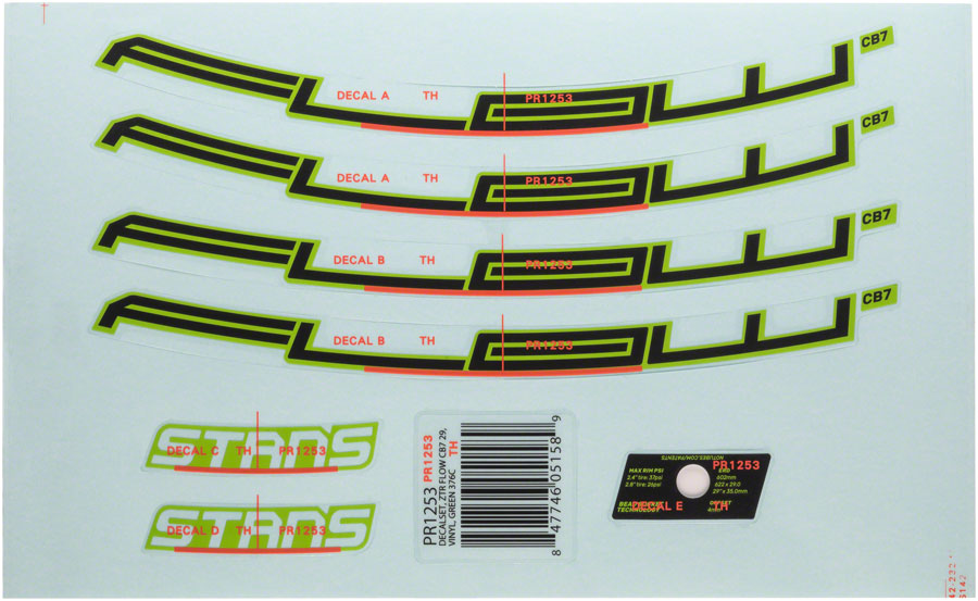 Stans Flow CB7 Rim Decal - 29" Green Set