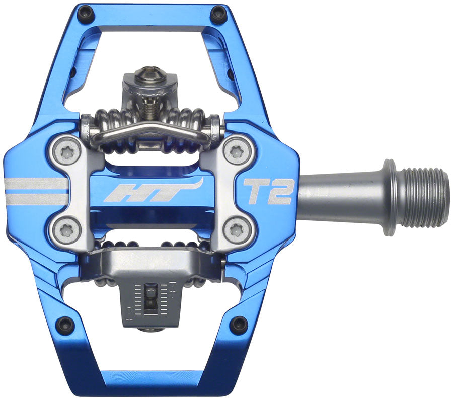 HT Components T2 Pedals - Dual Sided Clipless Platform Aluminum 9/16" Royal Blue