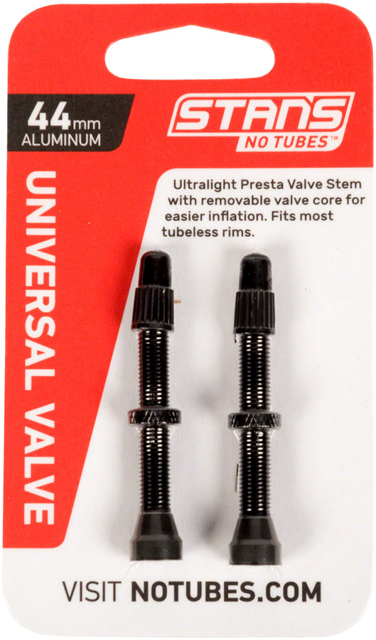 Stans Alloy Presta Valve Stem 44mm Univ Blk Pair >