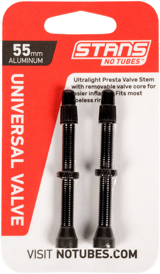 Stans Alloy Valve Stems - 55mm Pair Black