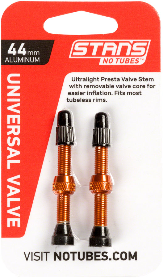 Stans Alloy Valve Stems - 44mm Pair Orange