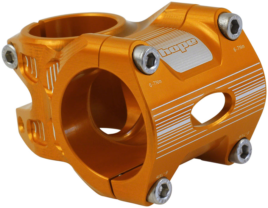 Hope AM/Freeride Stem - 35mm 35 Clamp +/-0 1 1/8" Aluminum Orange