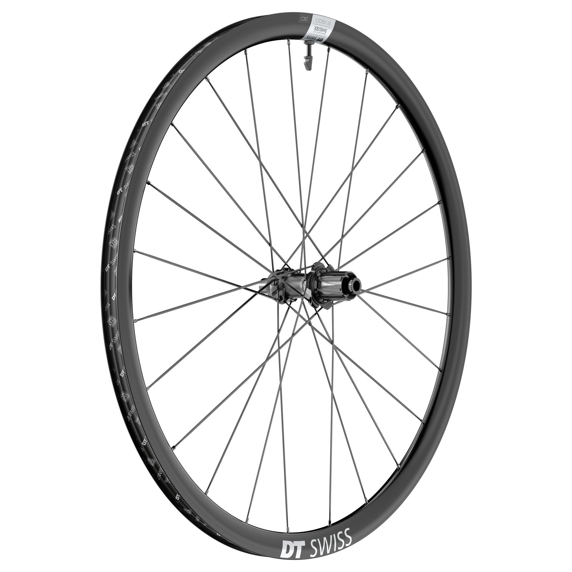 DT Swiss E 1800 Spline 30 Rear Wheel - 700c 12 x 142mm Center-Lock HG 11 Road Ratchet LN 18 BLK