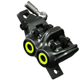 Magura MT7 Disc Brake Caliper - Front Rear Post Mount 4-Piston Gray/YLW